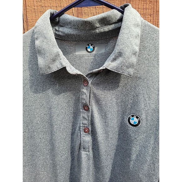 BMW Polo Shirt Mens XL Gray Golf Golfing Short Sleeve Embroidered Stretch - Picture 5 of 5